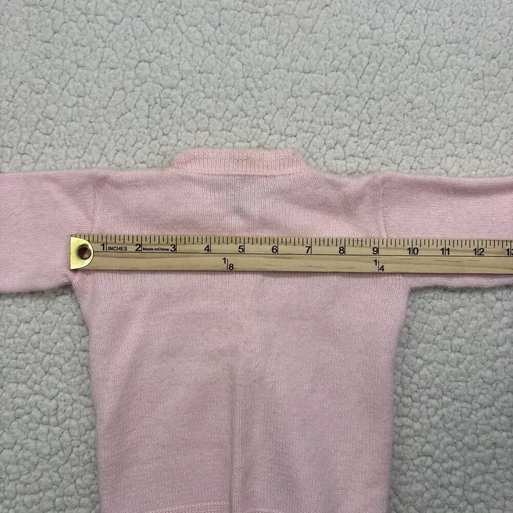 Vintage Hand Knit Pink Baby‎ Girls Toddler Cardigan Sweater Cable Poodle Dog